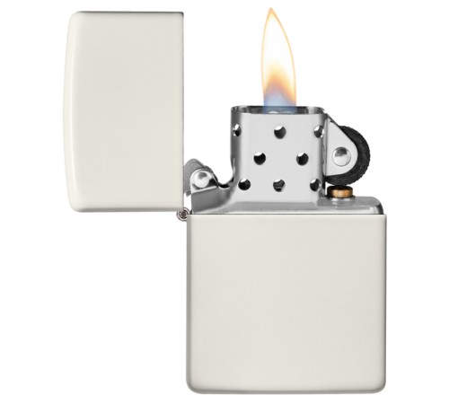 Зажигалка ZIPPO Classic с покрытием Glow In The Dark, латунь/сталь, белая, матовая, 38x13x57 мм