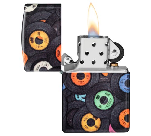 Зажигалка ZIPPO Records Design с покрытием 540 Matte, латунь/сталь, черная, 38x13x57 мм