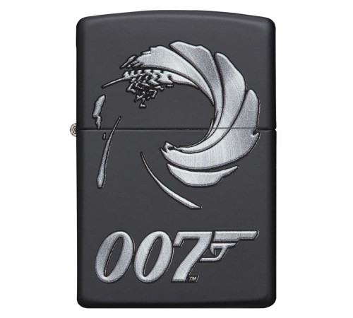 Зажигалка ZIPPO James Bond 007™ с покрытием Black Matte, латунь/сталь, чёрная, матовая, 36x12x56 мм