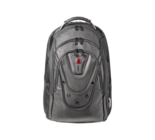 Рюкзак WENGER Ibex Leather 17”, серый, полиэстер/кожа, 34x27x48 см, 27 л