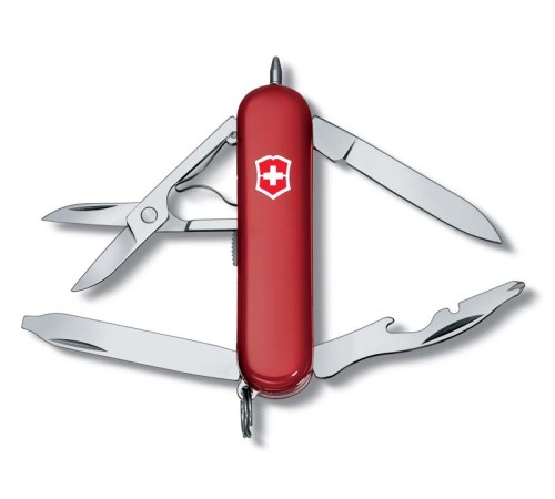 Нож-брелок VICTORINOX Midnight Manager, 58 мм, 10 функций, красный