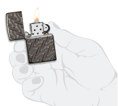 Зажигалка ZIPPO Armor™ с покрытием High Polish Black Ice®, латунь/сталь, чёрная, 38x13x57 мм
