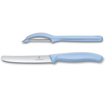Набор из 2 ножей VICTORINOX Swiss Classic: нож для овощей и столовый нож 11 см, голубая рукоять