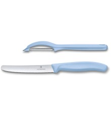 Набор из 2 ножей VICTORINOX Swiss Classic: нож для овощей и столовый нож 11 см, голубая рукоять