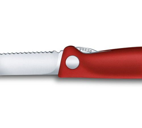 Нож для овощей VICTORINOX SwissClassic, складной, лезвие 11 см с волнистой заточкой, красный