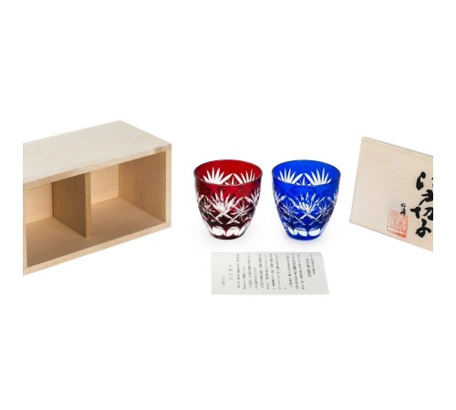 Набор рюмок TAJIMA GLASS звезды 75мл, красный и лазурный, 2 шт
