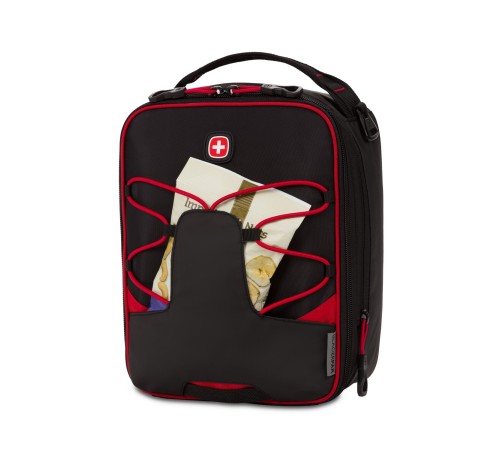 Термосумка для ланча SWISSGEAR, прорезиненный полиэстер 600D, чёрный/красный, 20х18х26 см, 8,5 л