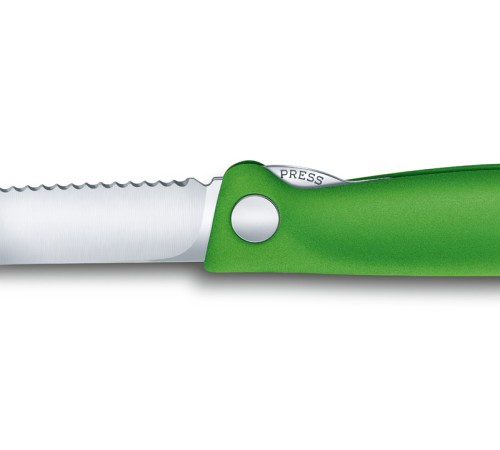 Нож для овощей VICTORINOX SwissClassic, складной, лезвие 11 см с волнистой заточкой, зелёный