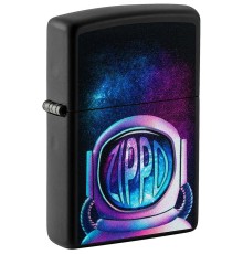 Зажигалка ZIPPO Astronaut с покрытием Black Matte, латунь/сталь, чёрная, матовая, 38x13x57 мм