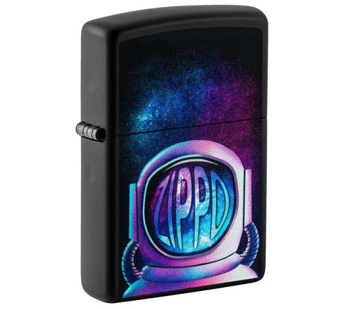 Зажигалка ZIPPO Astronaut с покрытием Black Matte, латунь/сталь, чёрная, матовая, 38x13x57 мм