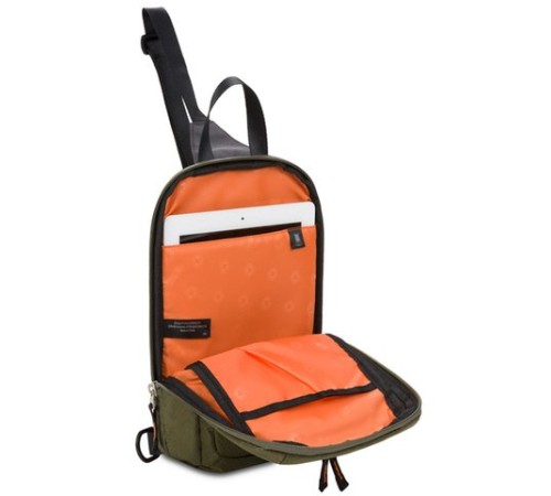 Рюкзак SWISSGEAR с одним плечевым ремнем, зеленый/оранжевый, полиэстер рип-стоп, 18 x 5 x 33 см, 4 л