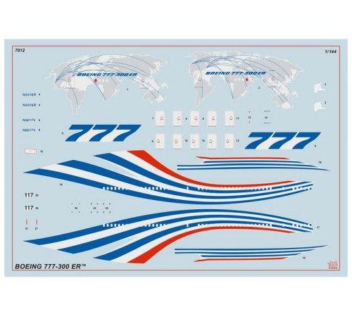 Сборная модель ZVEZDA Пассажирский авиалайнер Боинг 777-300 ER, 1/144