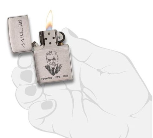 Зажигалка ZIPPO G. Blaisdell, с покрытием Brushed Chrome, латунь/сталь, серебристая, 36x12x56 мм