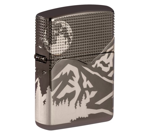 Зажигалка ZIPPO Armor™ с покрытием High Polish Black Ice®, латунь/сталь, чёрная, 38x13x57 мм