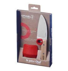 Нож шеф-повара Opinel+защита пальцев, деревянная рукоять, нержавеющая сталь, коробка, 001744