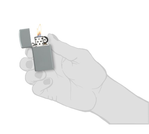 Зажигалка ZIPPO Slim® с покрытием Flat Grey, латунь/сталь, серая, матовая, 29x10x60 мм