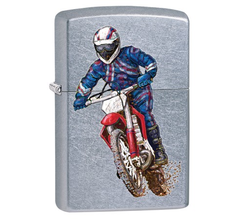 Зажигалка ZIPPO Байкер, с покрытием Street Chrome™, латунь/сталь, серебристая, матовая, 38x13x57 мм