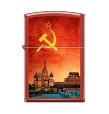 Зажигалка ZIPPO Красная Москва, с покрытием Red Matte, латунь/сталь, красная, матовая, 38x13x57 мм