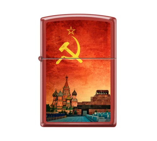 Зажигалка ZIPPO Красная Москва, с покрытием Red Matte, латунь/сталь, красная, матовая, 38x13x57 мм