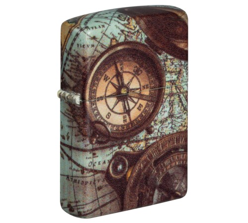 Зажигалка ZIPPO Compass Design с покрытием 540 Matte, латунь/сталь, разноцветная, 38x13x57 мм