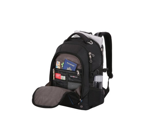 Рюкзак SWISSGEAR, 15”,чёрный/синий, полиэстер 900D/рипстоп, 36x19x47 см, 32 л