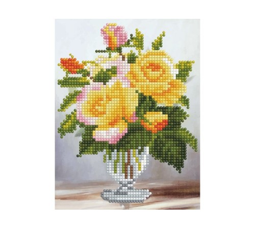 Алмазная мозаика 15х20 ЧАЙНЫЕ РОЗЫ (20 цветов)
