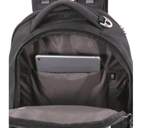 Рюкзак SWISSGEAR, 15”,чёрный/синий, полиэстер 900D/рипстоп, 36x19x47 см, 32 л