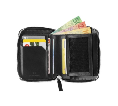 Кошелёк VICTORINOX Weyl с защитой от сканирования RFID, чёрный, натуральная кожа наппа, 10x2,2x12 см