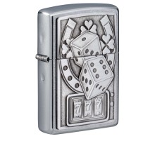 Зажигалка ZIPPO Lucky 7 с покрытием Street Chrome, латунь/сталь, серебристая, 38x13x57 мм