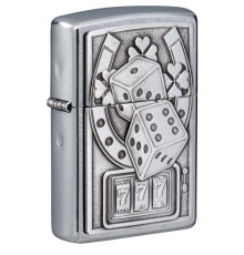 Зажигалка ZIPPO Lucky 7 с покрытием Street Chrome, латунь/сталь, серебристая, 38x13x57 мм