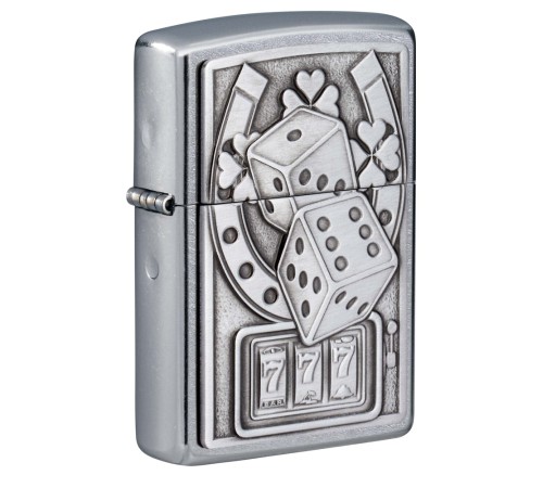 Зажигалка ZIPPO Lucky 7 с покрытием Street Chrome, латунь/сталь, серебристая, 38x13x57 мм