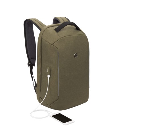 Рюкзак-антивор SWISSGEAR 15'', хаки, Heather 600D, 31 x 16 x 47 см, 23 л