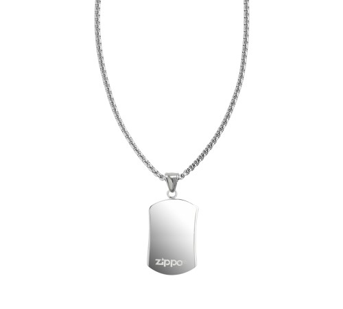 Подвеска ZIPPO Black Crystal Pendant Necklace, серебристо-чёрная, с цепочкой 60 см, сталь, 35 мм