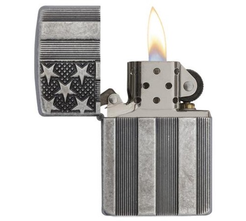 Зажигалка ZIPPO Armor™ с покрытием Antique Silver Plate™, латунь/сталь, серая, матовая, 38x13x57 мм