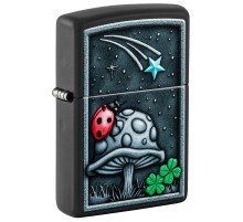 Зажигалка ZIPPO Ladybug Design с покрытием Black Matte, латунь/сталь, черная, матовая, 38x13x57 мм
