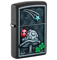 Зажигалка ZIPPO Ladybug Design с покрытием Black Matte, латунь/сталь, черная, матовая, 38x13x57 мм