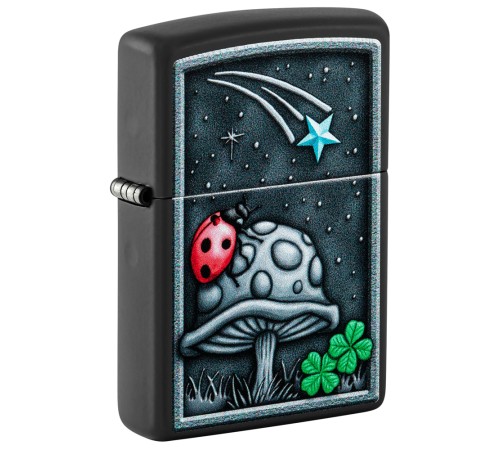 Зажигалка ZIPPO Ladybug Design с покрытием Black Matte, латунь/сталь, черная, матовая, 38x13x57 мм