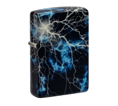 Зажигалка ZIPPO Lightning с покрытием Glow In The Dark Green, латунь/сталь, черная, 38x13x57 мм