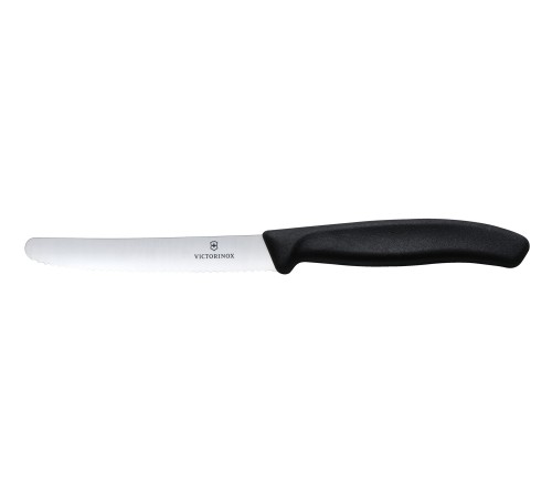 Набор из 6 столовых ножей VICTORINOX SwissClassic, 11 см, волнистая заточка, чёрная рукоять