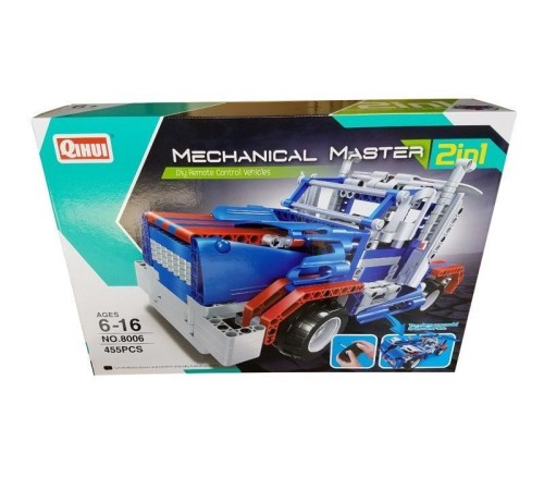 Р/У конструктор Qihui Mechanical Master 2 в 1 Тягач и Спорткар (455 деталей)