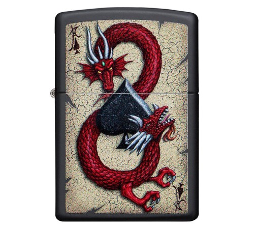 Зажигалка ZIPPO Dragon Ace с покрытием Black Matte, латунь/сталь, чёрная, матовая, 38x13x57 мм