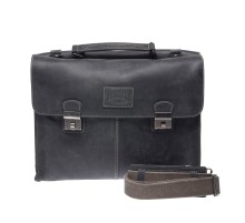 Портфель KLONDIKE Native, натуральная кожа в черном цвете, 40 х 11 х 31 см