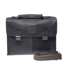 Портфель KLONDIKE Native, натуральная кожа в черном цвете, 40 х 11 х 31 см