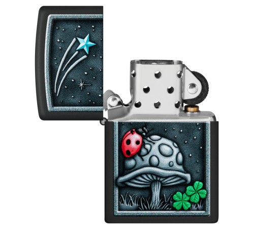 Зажигалка ZIPPO Ladybug Design с покрытием Black Matte, латунь/сталь, черная, матовая, 38x13x57 мм