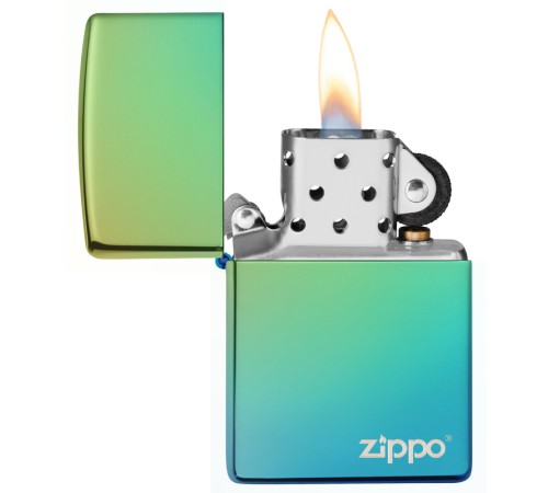 Зажигалка ZIPPO Classic с покрытием High Polish Teal, латунь/сталь, зелёная, глянцевая, 38x13x57 мм