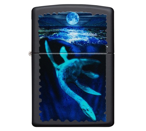 Зажигалка ZIPPO Lock Ness с покрытием Black Light, латунь/сталь, черная, матовая 38x13x57 мм