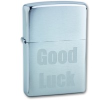 Зажигалка ZIPPO Good Luck, с покрытием Brushed Chrome, латунь/сталь, серебристая, матовая, 38x13x57