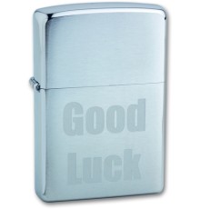 Зажигалка ZIPPO Good Luck, с покрытием Brushed Chrome, латунь/сталь, серебристая, матовая, 38x13x57