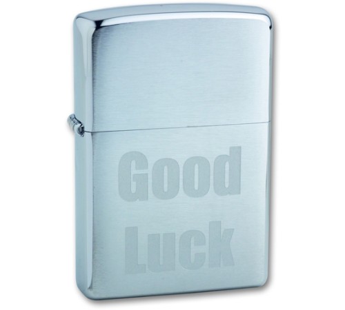 Зажигалка ZIPPO Good Luck, с покрытием Brushed Chrome, латунь/сталь, серебристая, матовая, 38x13x57