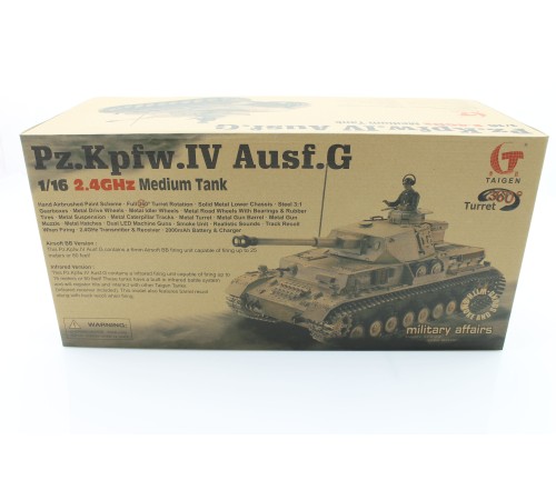 Р/У танк Taigen 1/16 Panzerkampfwagen IV Ausf.F2.Sd.Kfz (для ИК танкового боя) (Германия) 2.4G RTR